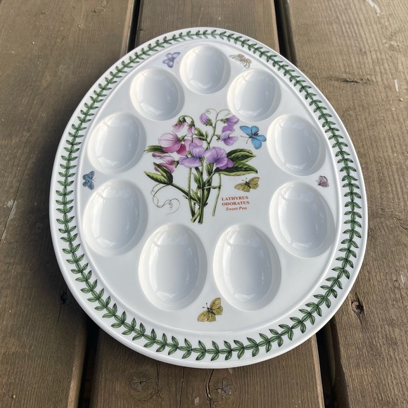 Portmeirion Botanic Garden 12 Inch Egg Shaped Devilled Egg Server Platter - Picture 3 of 12